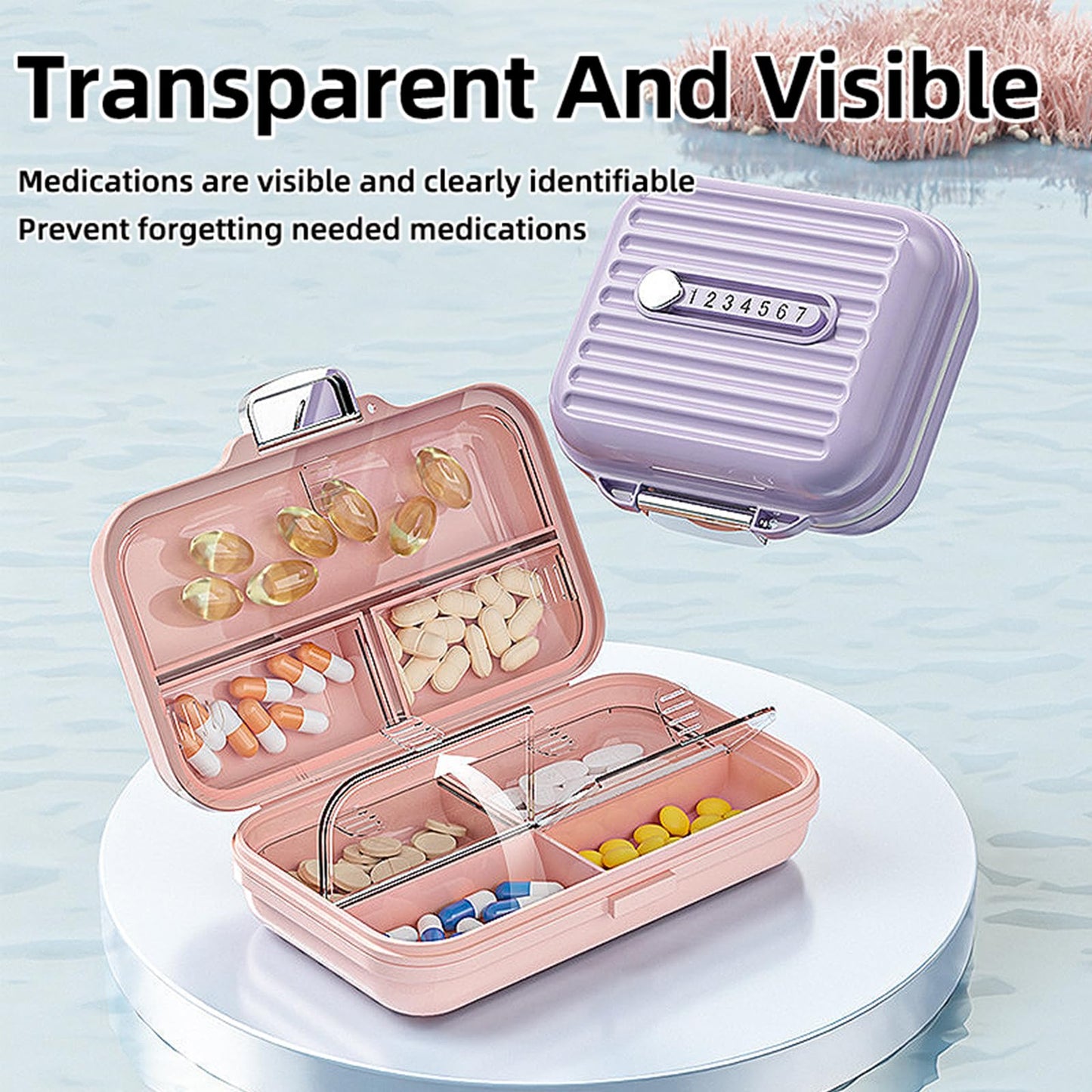 Travel Pill Organizer Box with Medicine Labels