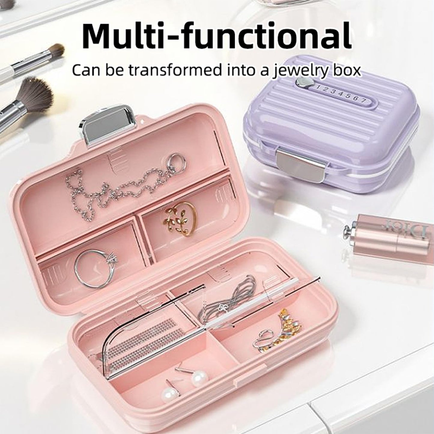 Travel Pill Organizer Box with Medicine Labels