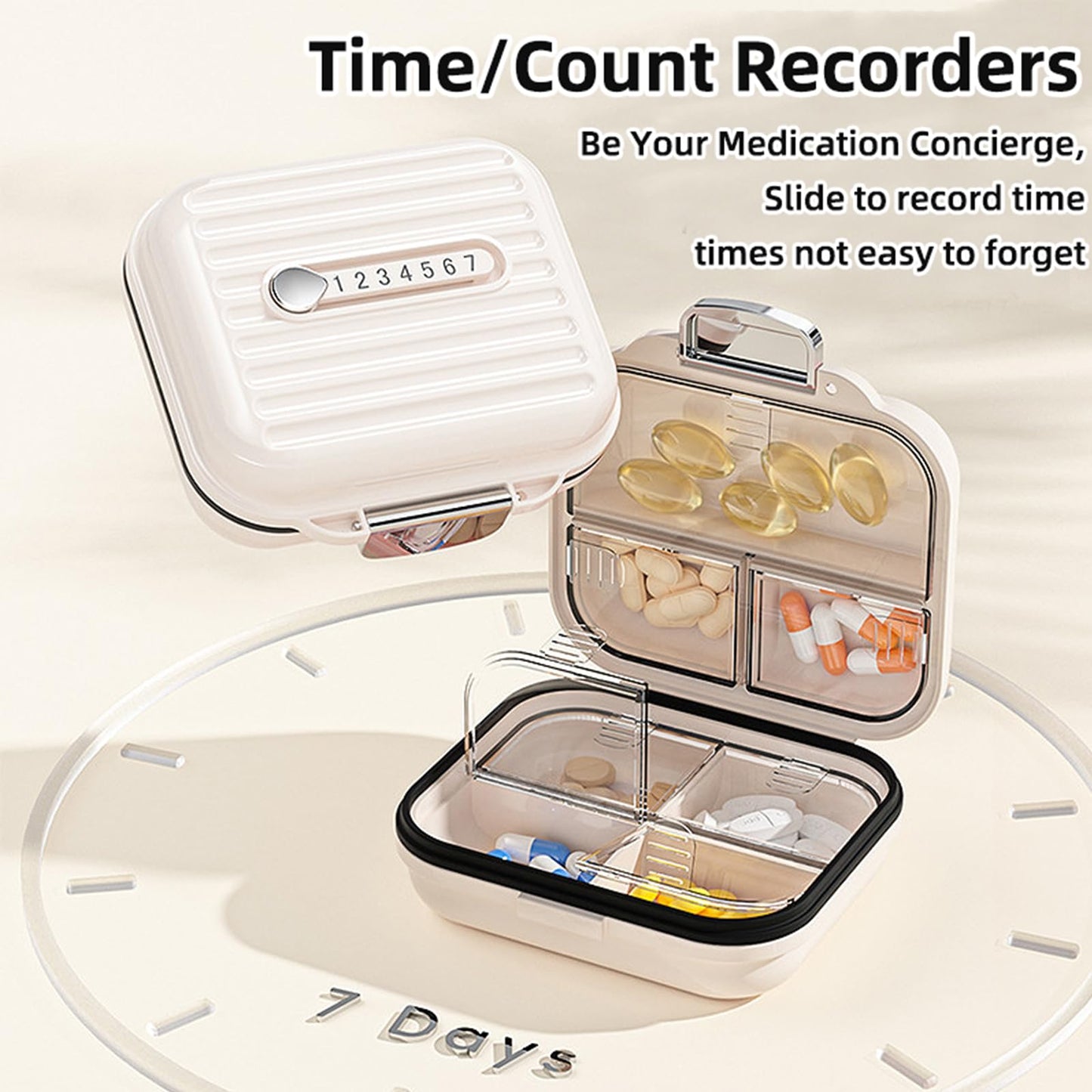 Travel Pill Organizer Box with Medicine Labels