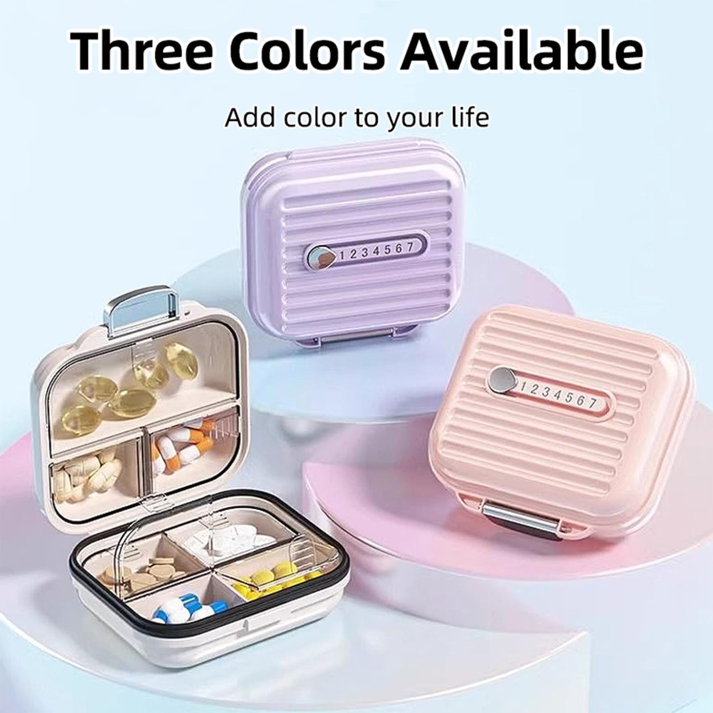Travel Pill Organizer Box with Medicine Labels