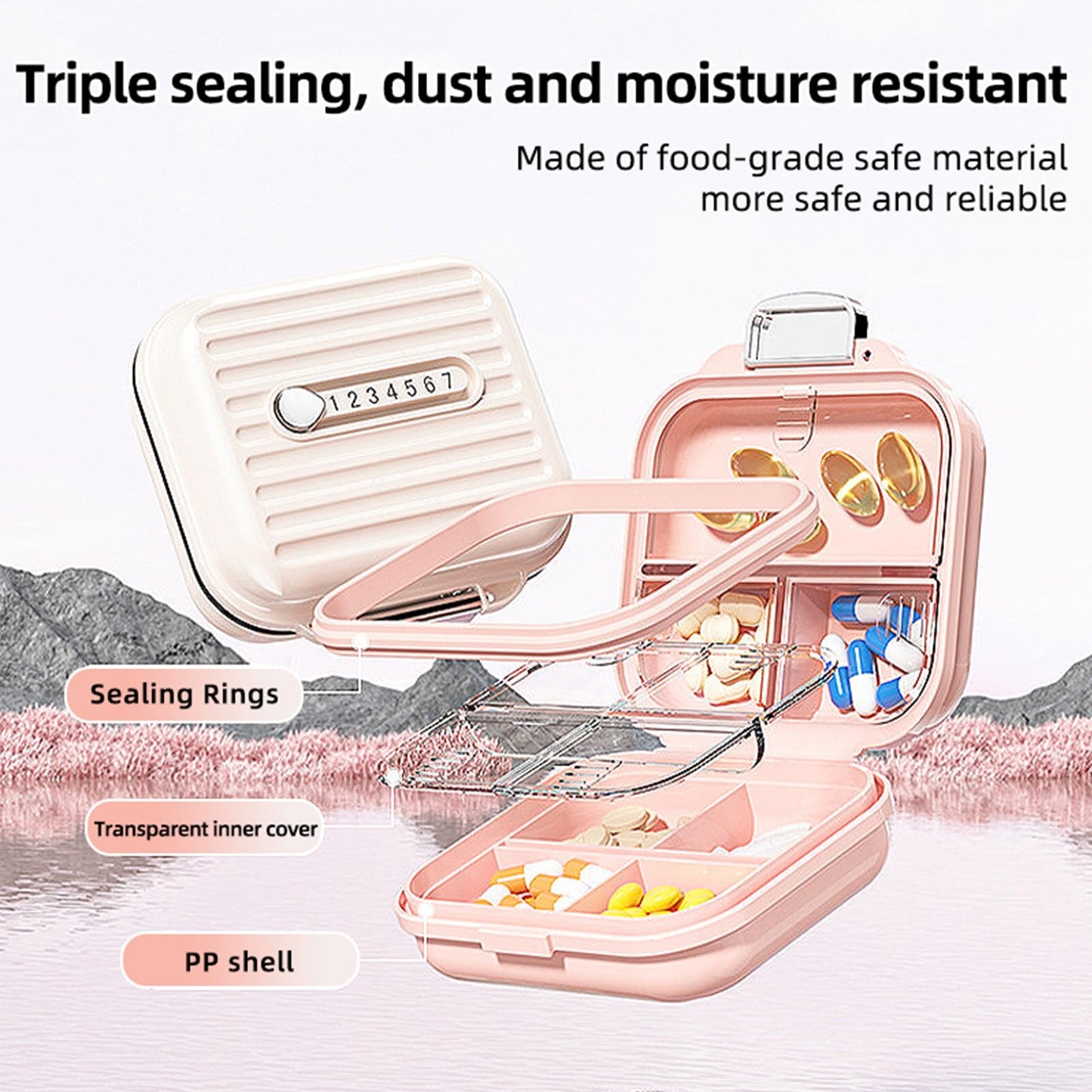 Travel Pill Organizer Box with Medicine Labels