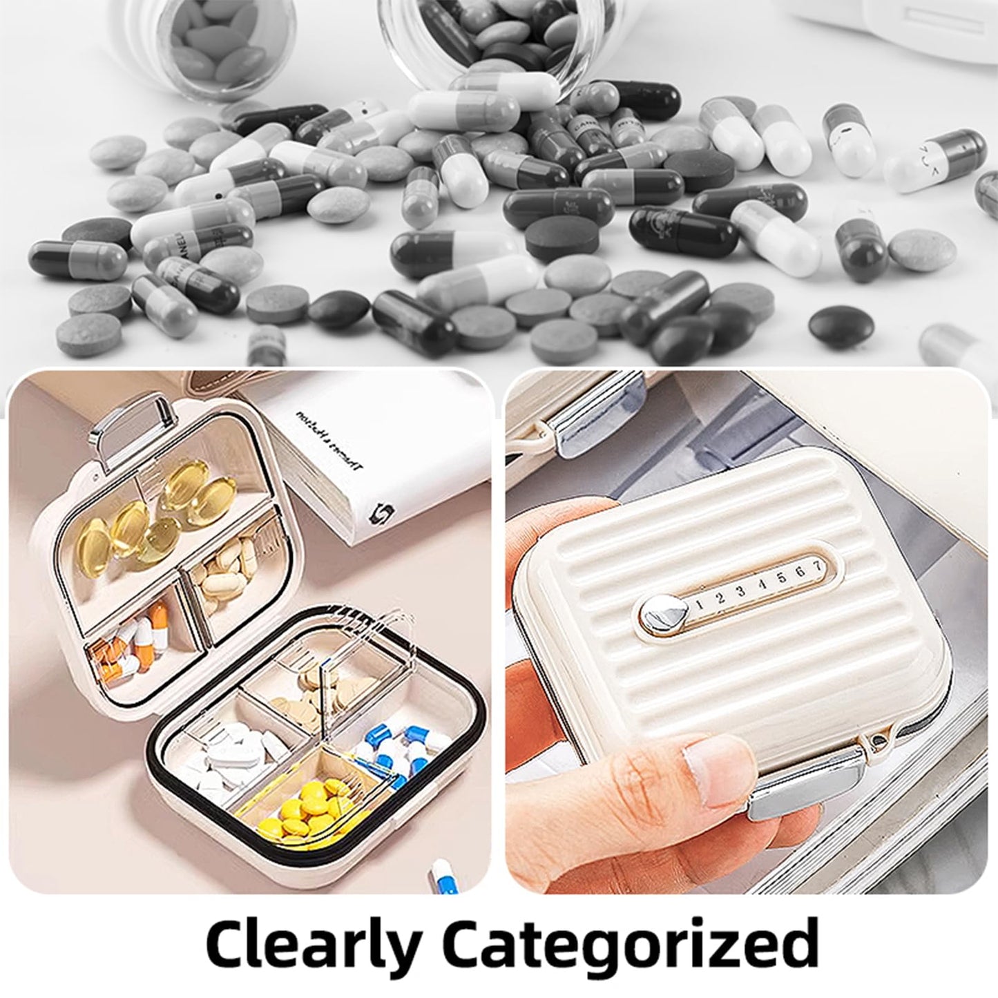 Travel Pill Organizer Box with Medicine Labels